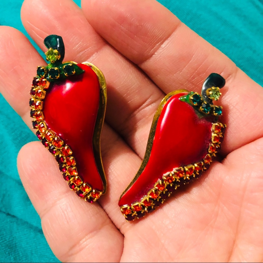 LUNCH AT THE RITZ Gemstone Chili Pepper Earrings
